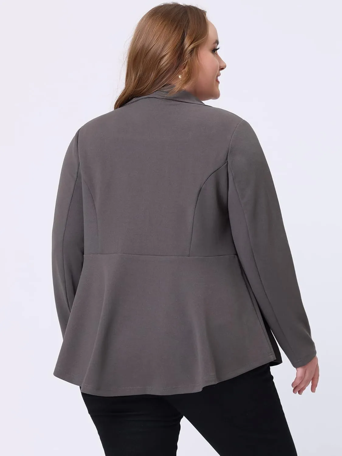 Agnes Orinda Women's Plus Size Blazer Notch Panel Work Business Casual Outfits Dressy Suit Jacket Peplum Blazers