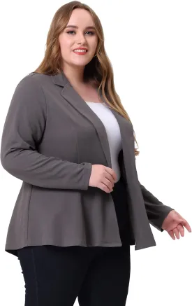 Agnes Orinda Women's Plus Size Blazer Notch Panel Work Business Casual Outfits Dressy Suit Jacket Peplum Blazers