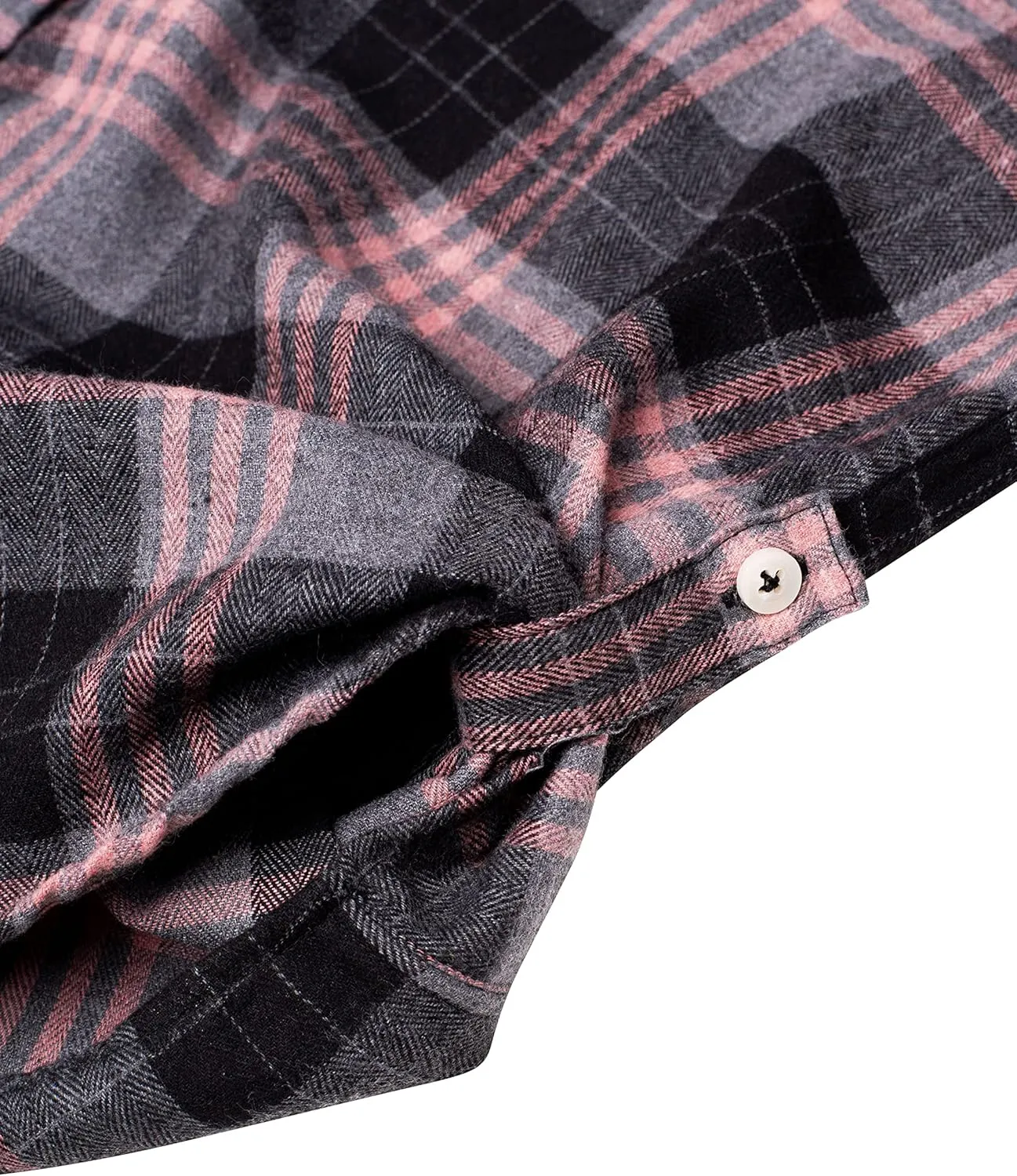 Alimens & Gentle Womens Plaid Flannel Shirts Long Sleeve Roll Up Casual Button Down Shirt
