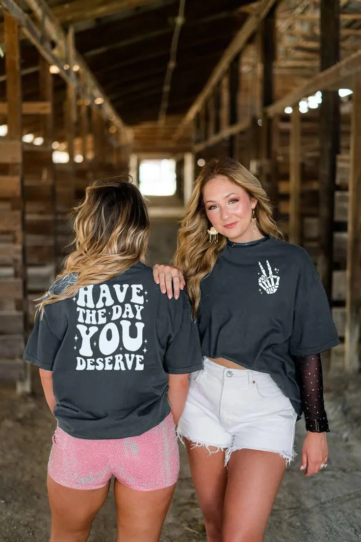 ASTANFY Oversized Tshirts for Women: Deserve Day Shirt Funny Skeleton Shirts Casual Oversized Graphic Tees Tops