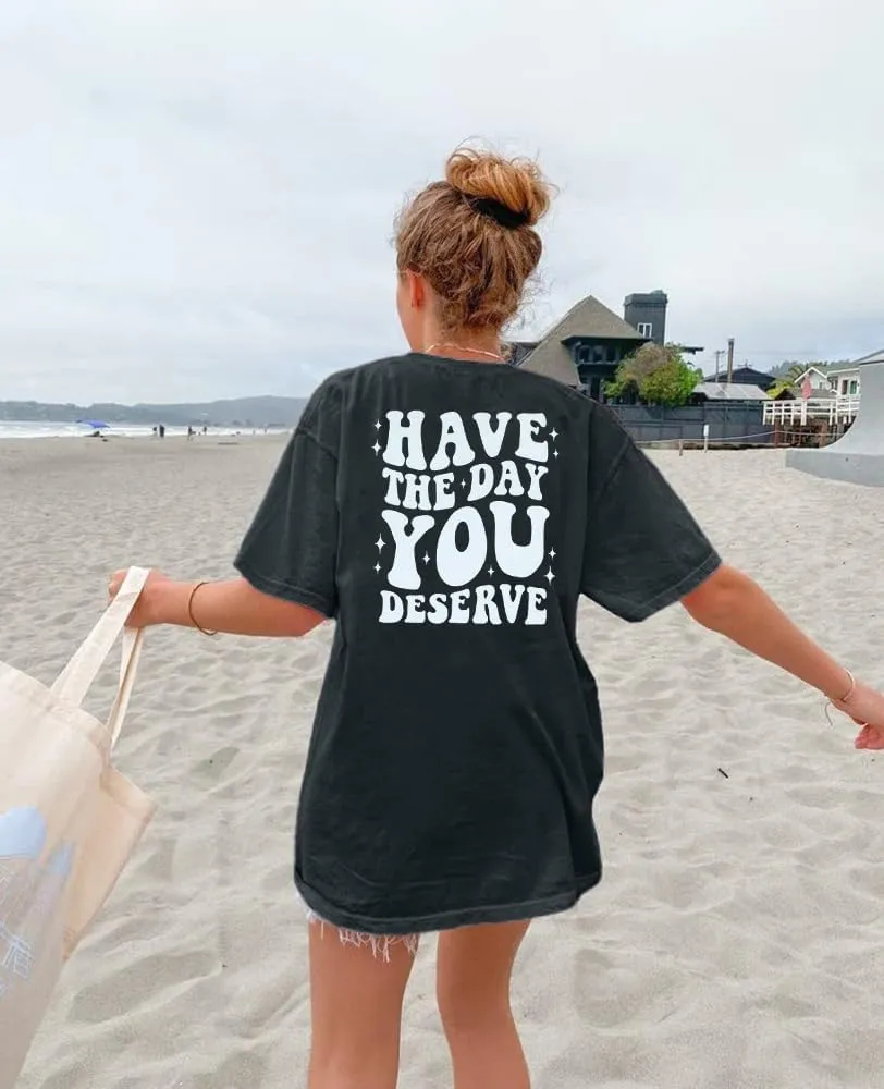 ASTANFY Oversized Tshirts for Women: Deserve Day Shirt Funny Skeleton Shirts Casual Oversized Graphic Tees Tops