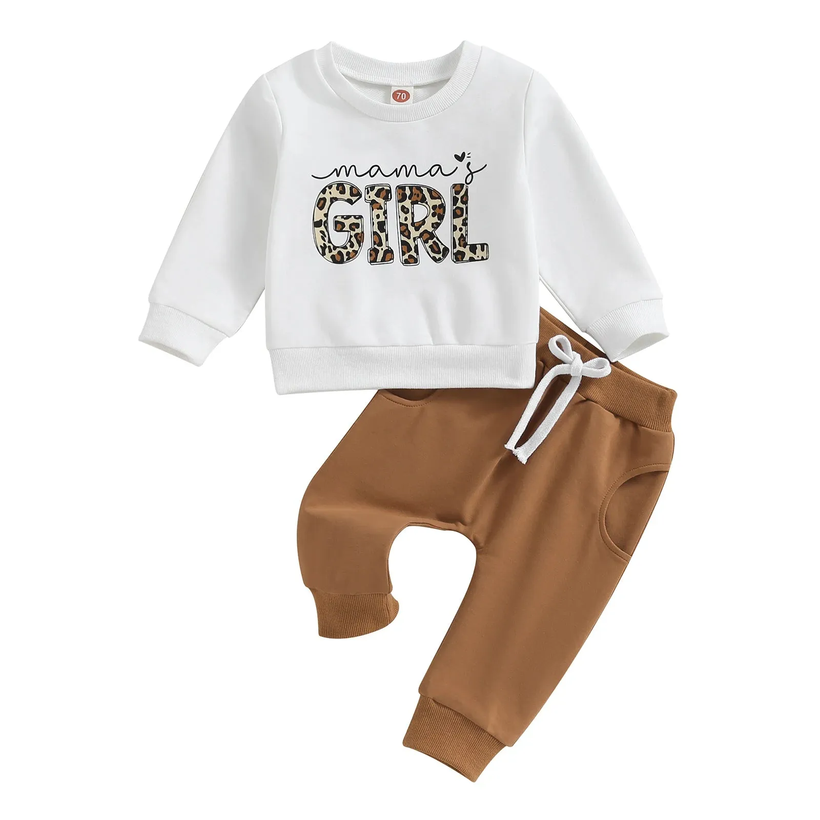 Baby mama's Boys Letter Print Top and Elastic Pants Set