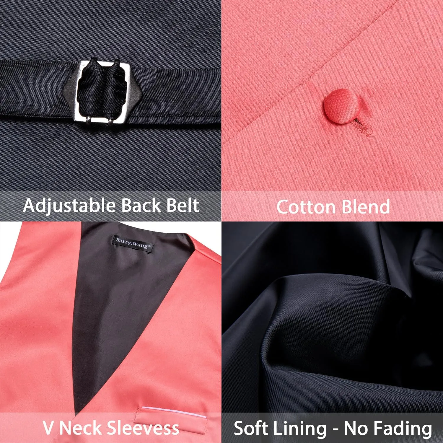 Barry.Wang Mens Suit Vest Bow Tie Set 4PCS Formal V-neck Slim Fit Casual Solid Color Waistcoat Wedding Party Tuxedo