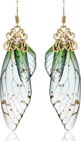 BELLA-Bee Butterfly Wing Drop Dangle Earrings Gold Plated Crystal Rhinestone for women girls wedding Jewelry