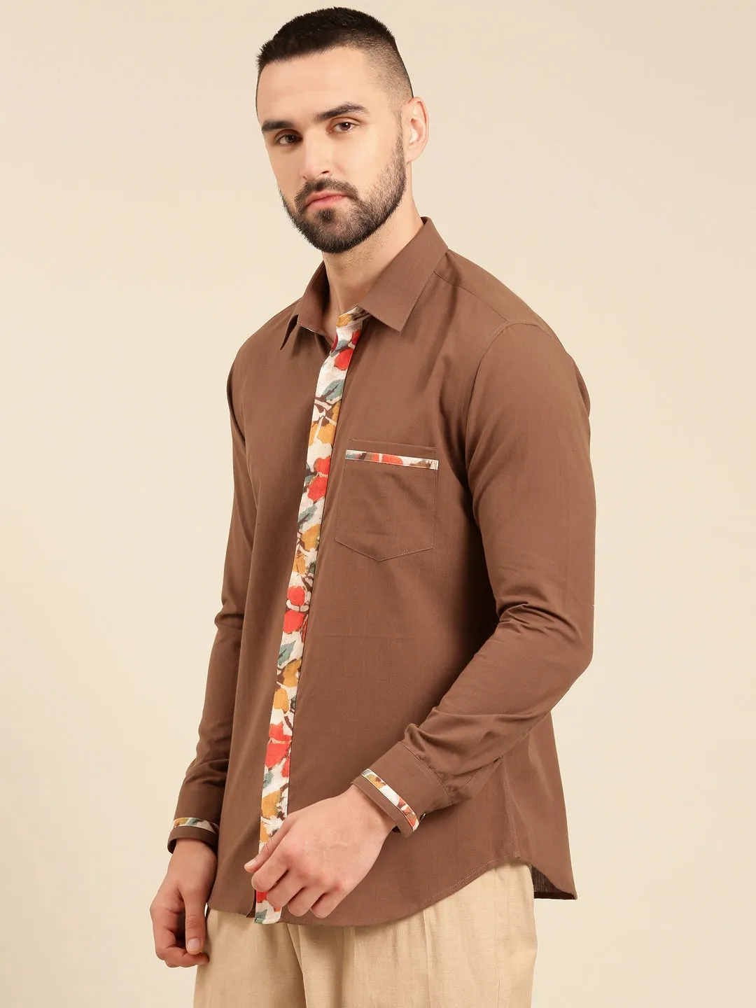Brown Print Malai Cotton - MM0862
