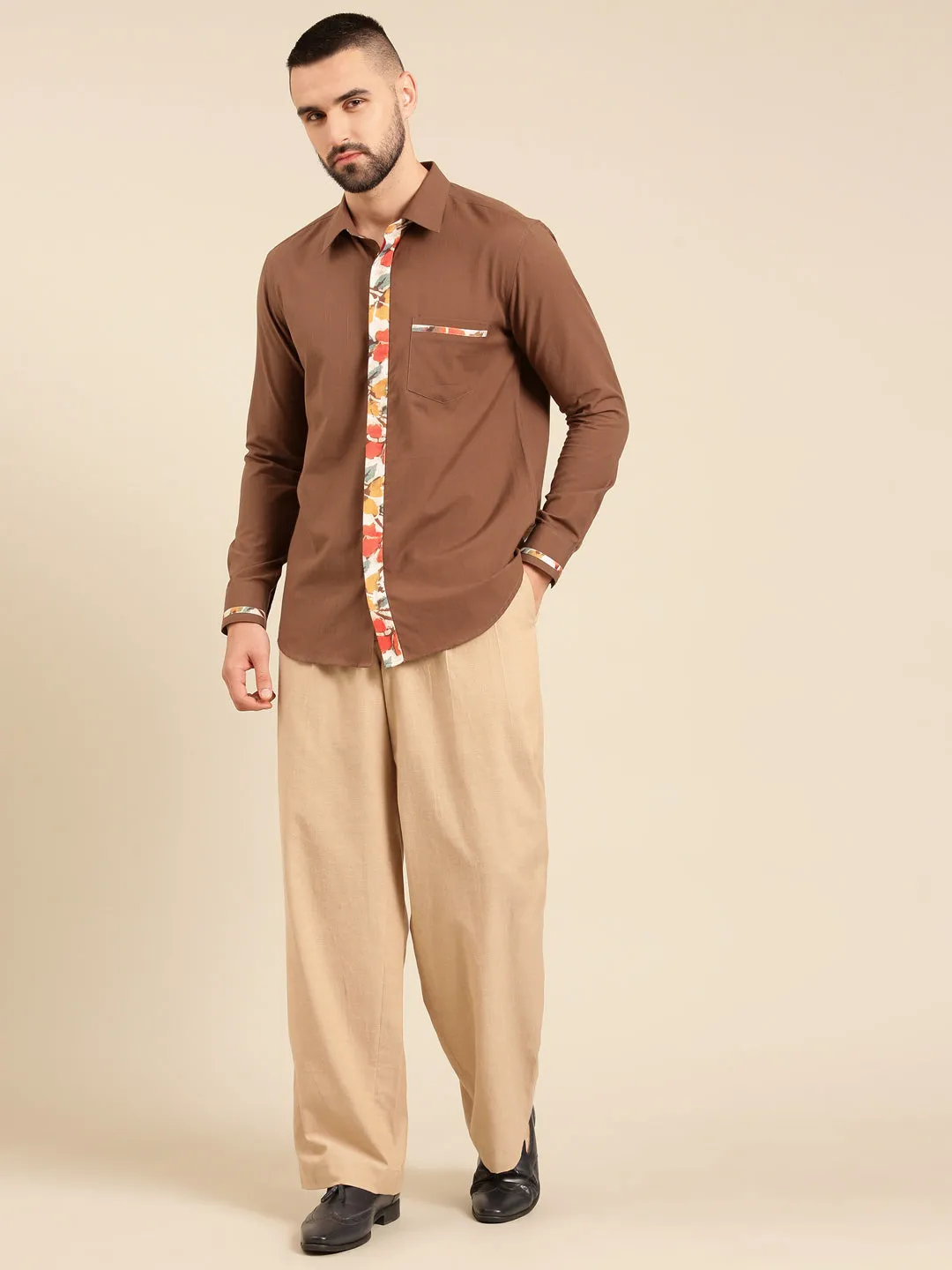 Brown Print Malai Cotton - MM0862