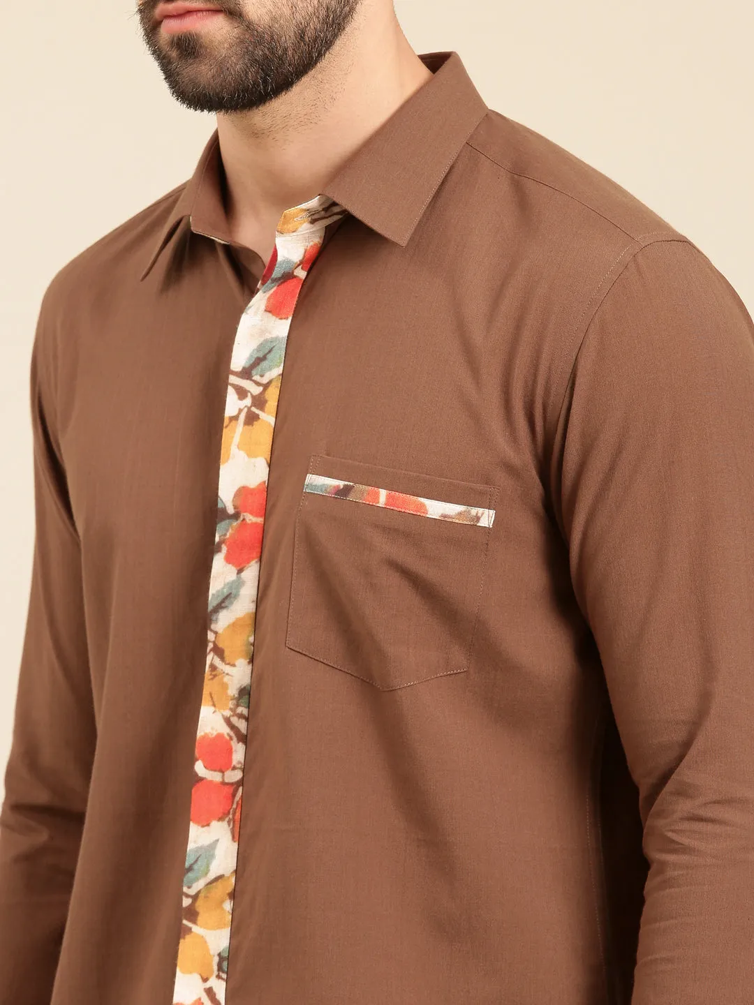 Brown Print Malai Cotton - MM0862