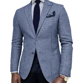 Business Casual Notch Lapel Chest Pocket Single Breasted Plaid Blazer 250199964