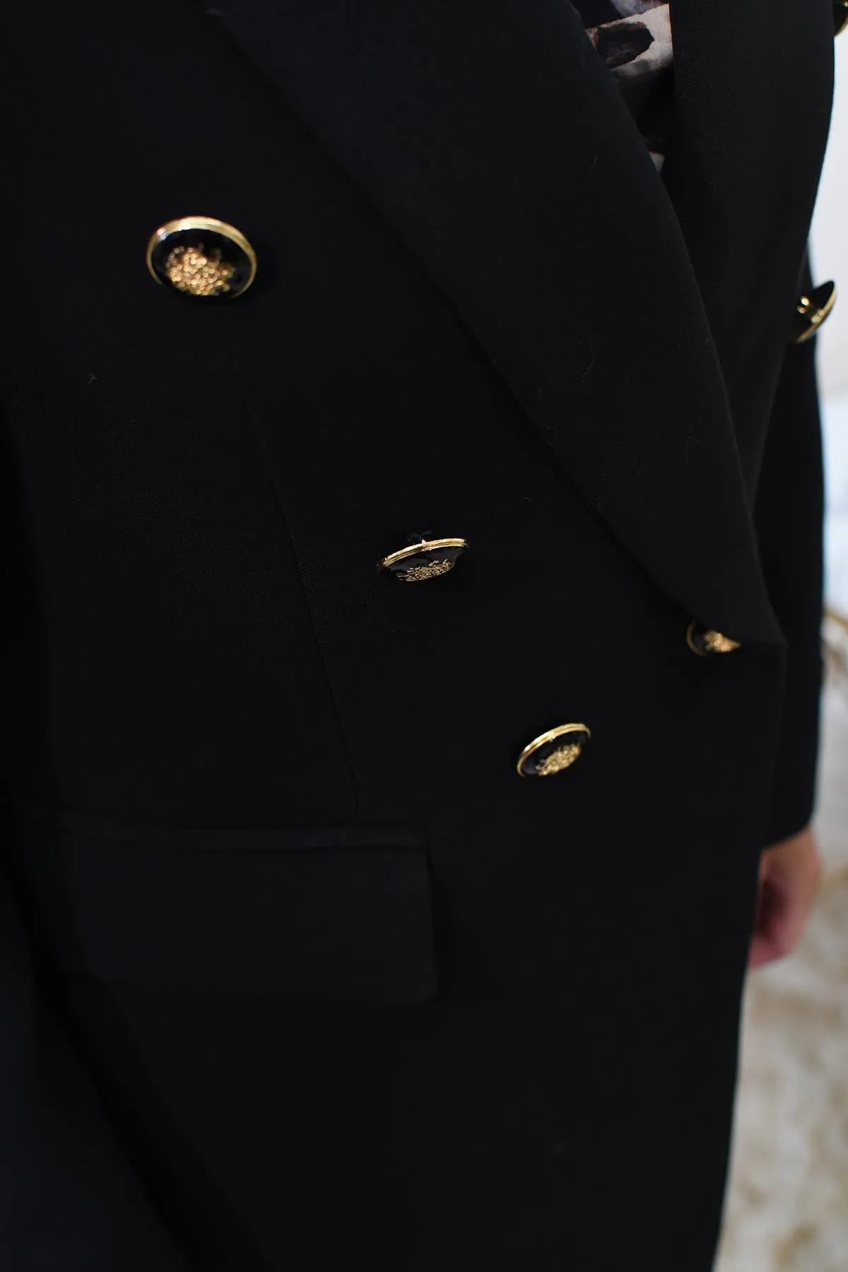 Carla Ruiz Black Double Breasted Tailored Coat - 51089