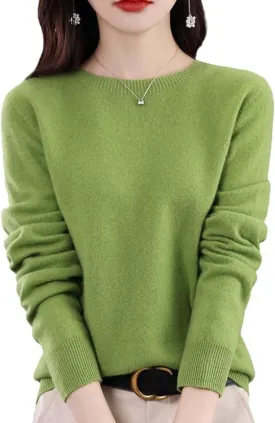 Cashmere Sweaters for Women, 100% Cashmere Women Soft Long Sleeve Neck Knitted Pullover Sweater