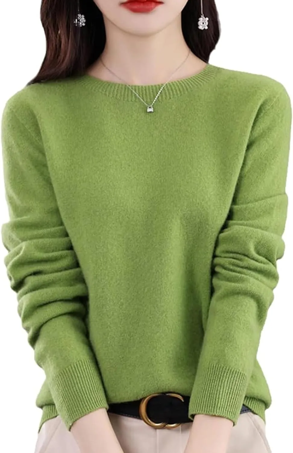 Cashmere Sweaters for Women, 100% Cashmere Women Soft Long Sleeve Neck Knitted Pullover Sweater