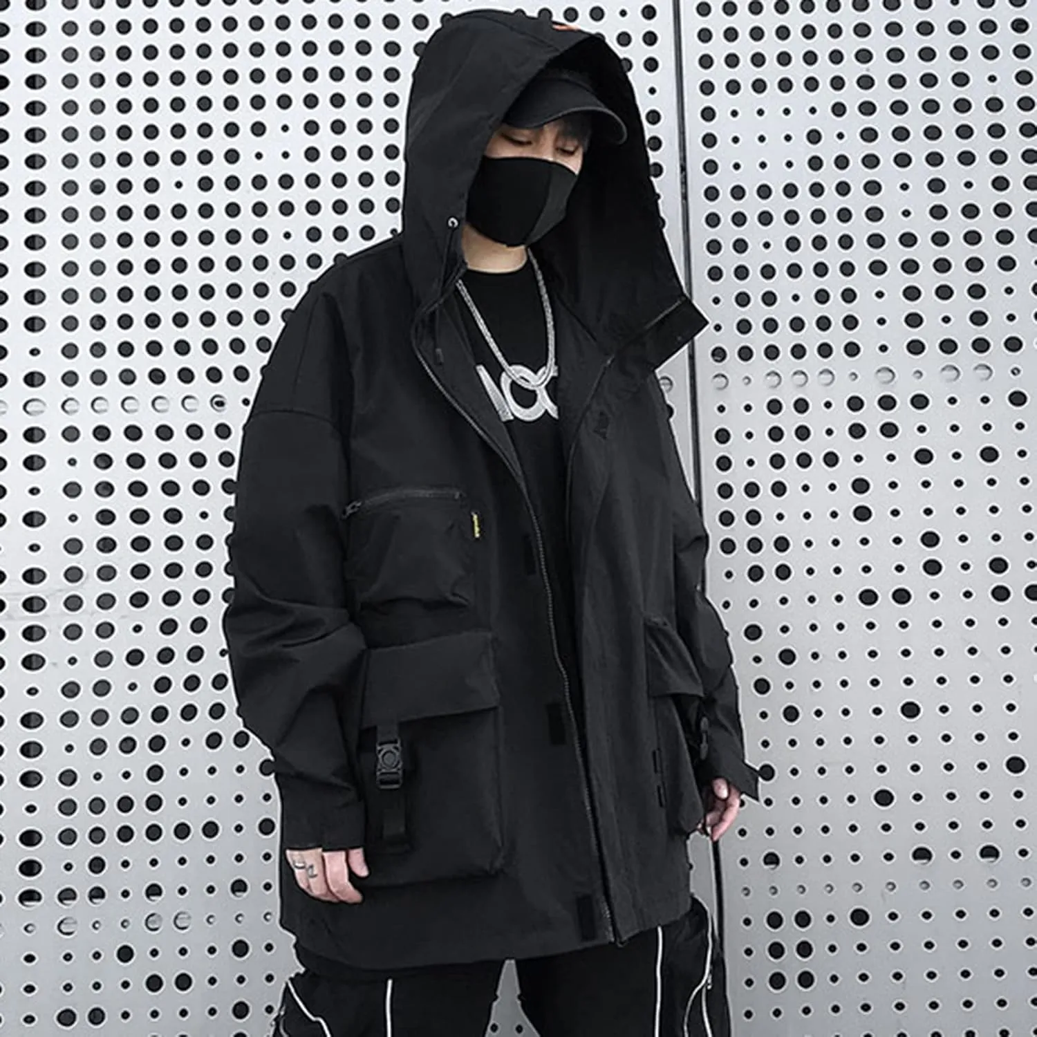 Casual Techwear Gothic Clothes Cyberpunk Jacket Windbreaker Streetwear Jackets Zipper Tactical Hooded for Men