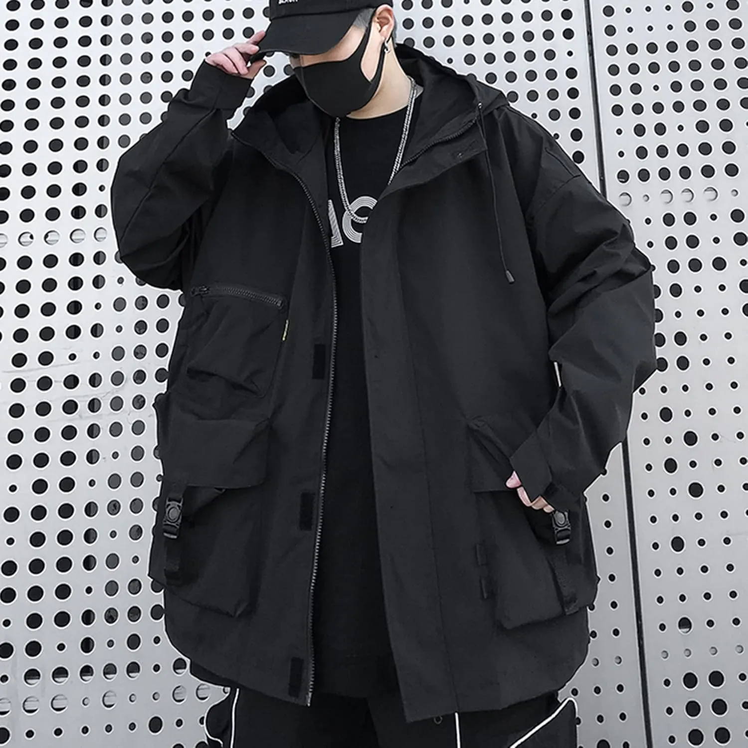 Casual Techwear Gothic Clothes Cyberpunk Jacket Windbreaker Streetwear Jackets Zipper Tactical Hooded for Men