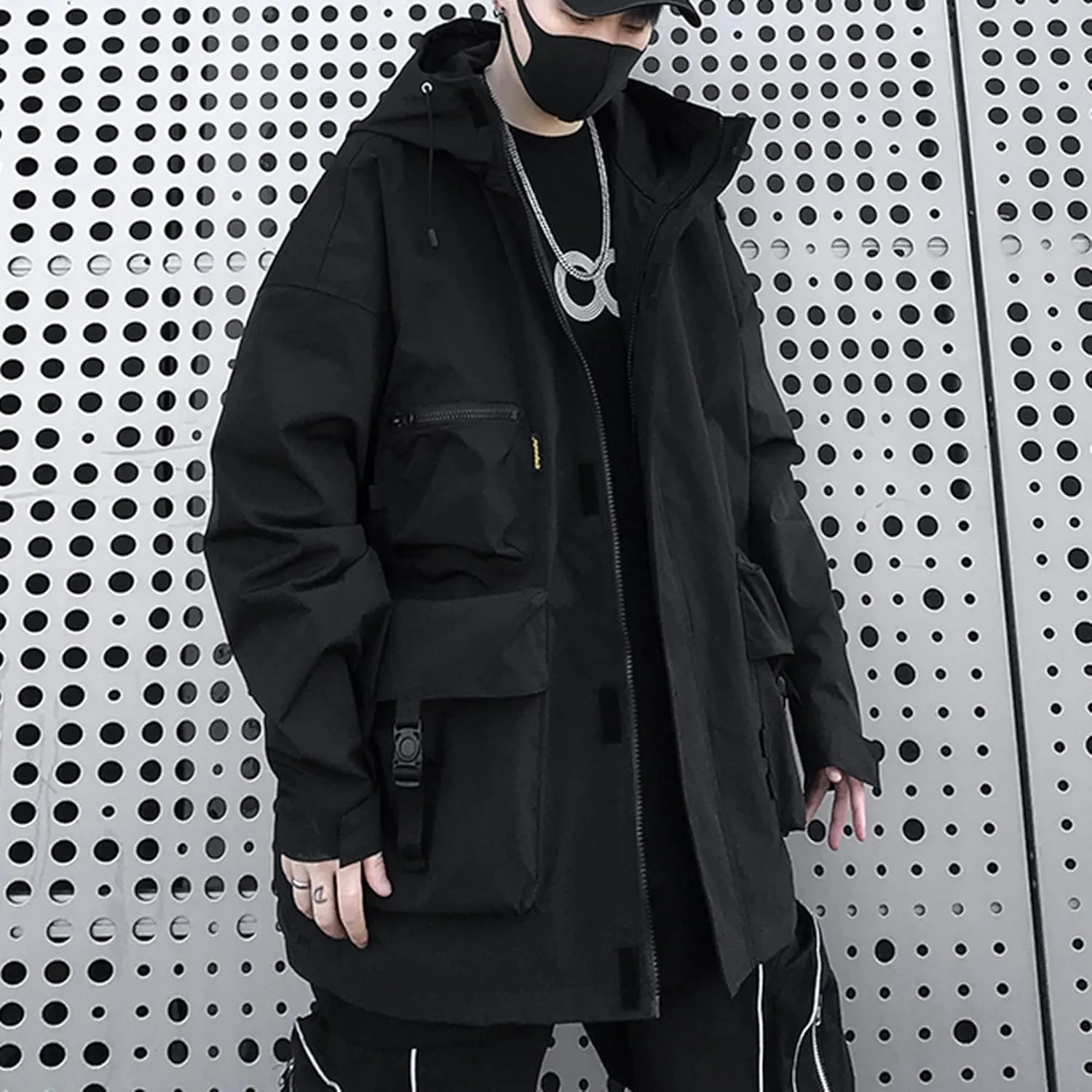 Casual Techwear Gothic Clothes Cyberpunk Jacket Windbreaker Streetwear Jackets Zipper Tactical Hooded for Men