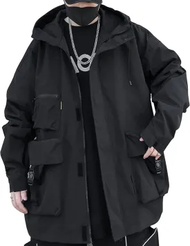 Casual Techwear Gothic Clothes Cyberpunk Jacket Windbreaker Streetwear Jackets Zipper Tactical Hooded for Men