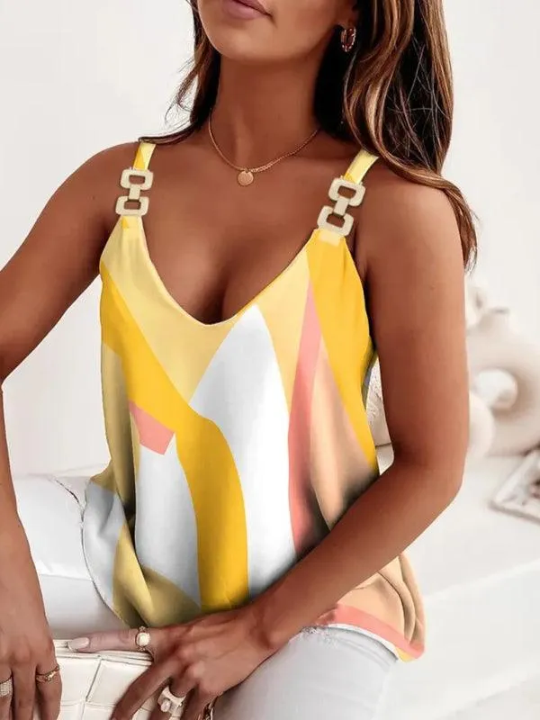 Chic Chain Link Print Sleeveless Tank Top for Women by Jakoto