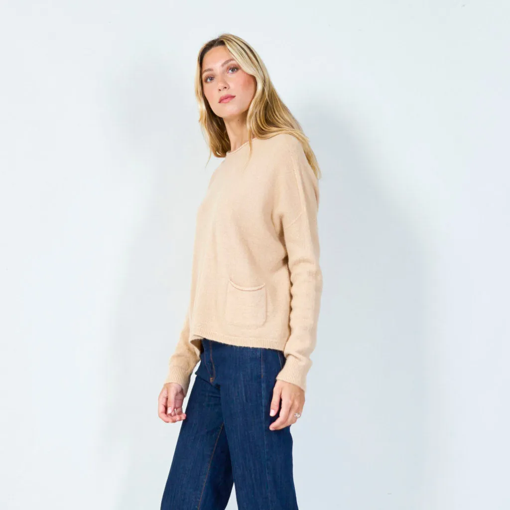 Cozy pocketed knit sweater wholesale