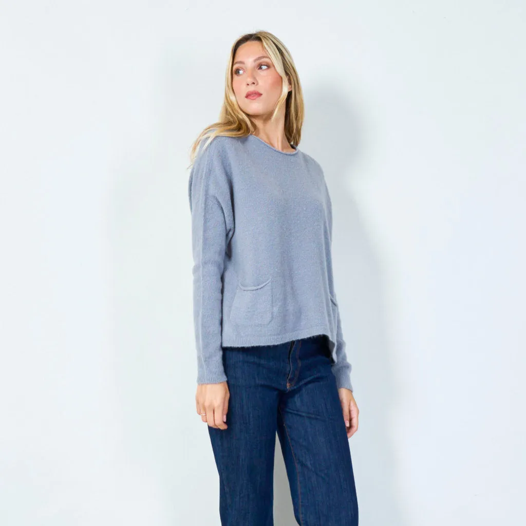 Cozy pocketed knit sweater wholesale