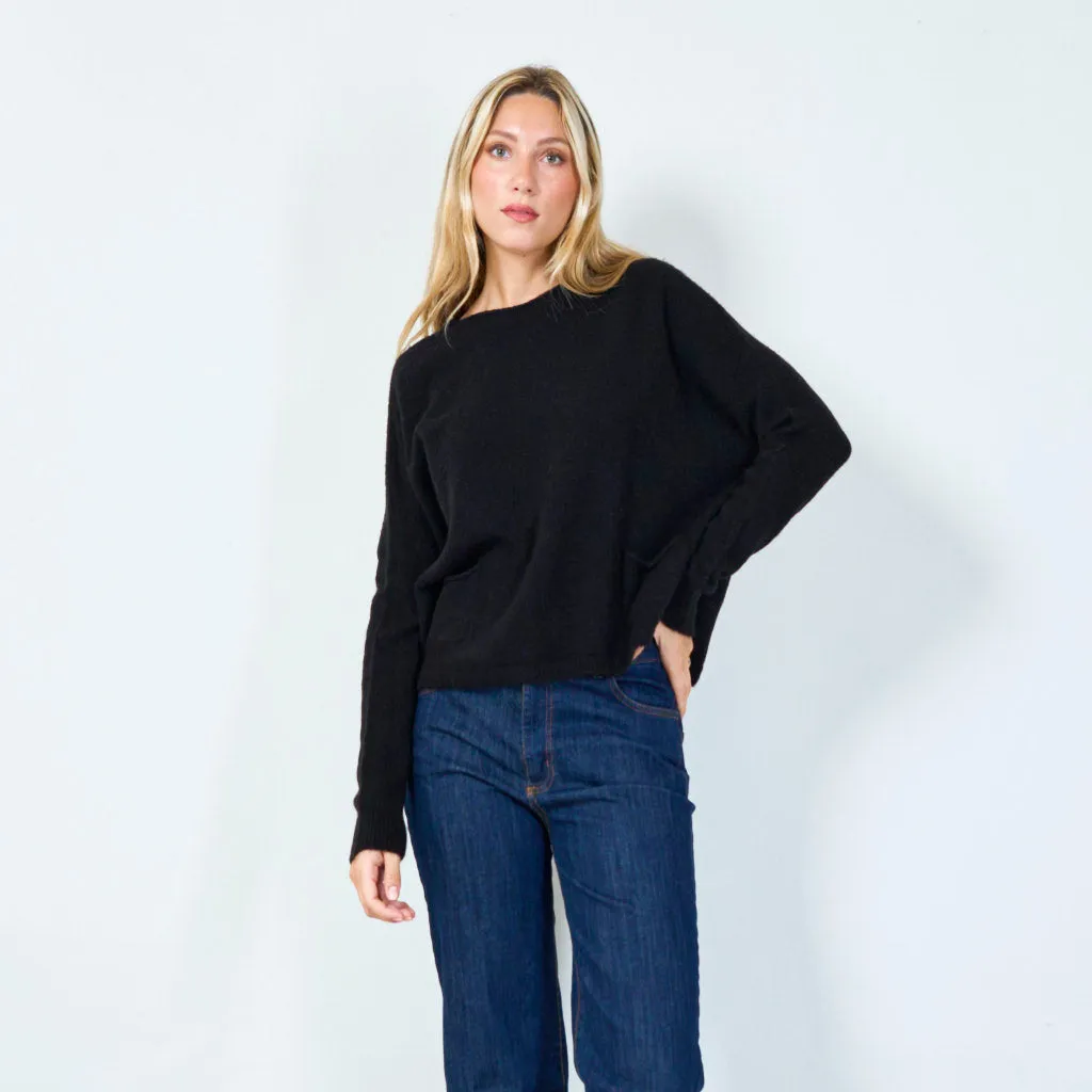 Cozy pocketed knit sweater wholesale