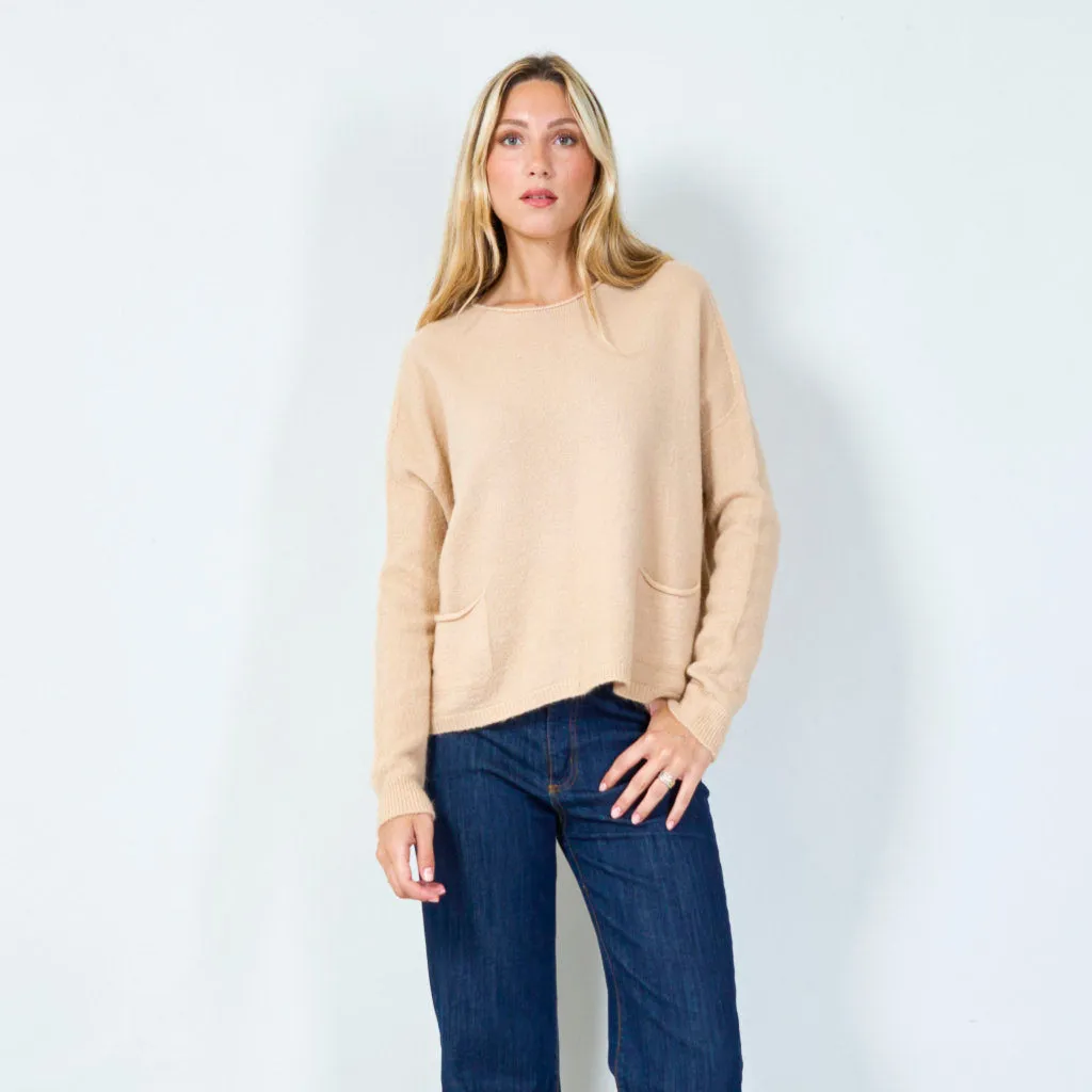 Cozy pocketed knit sweater wholesale