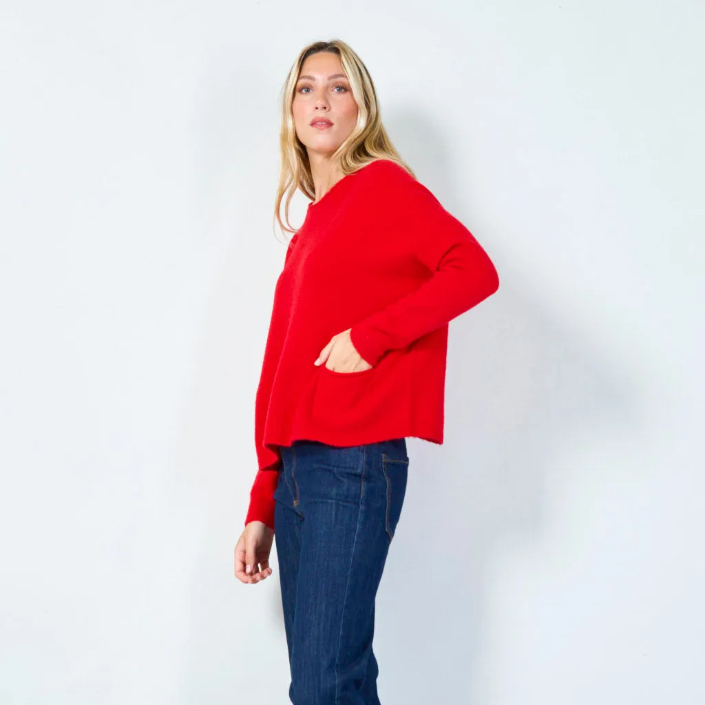 Cozy pocketed knit sweater wholesale