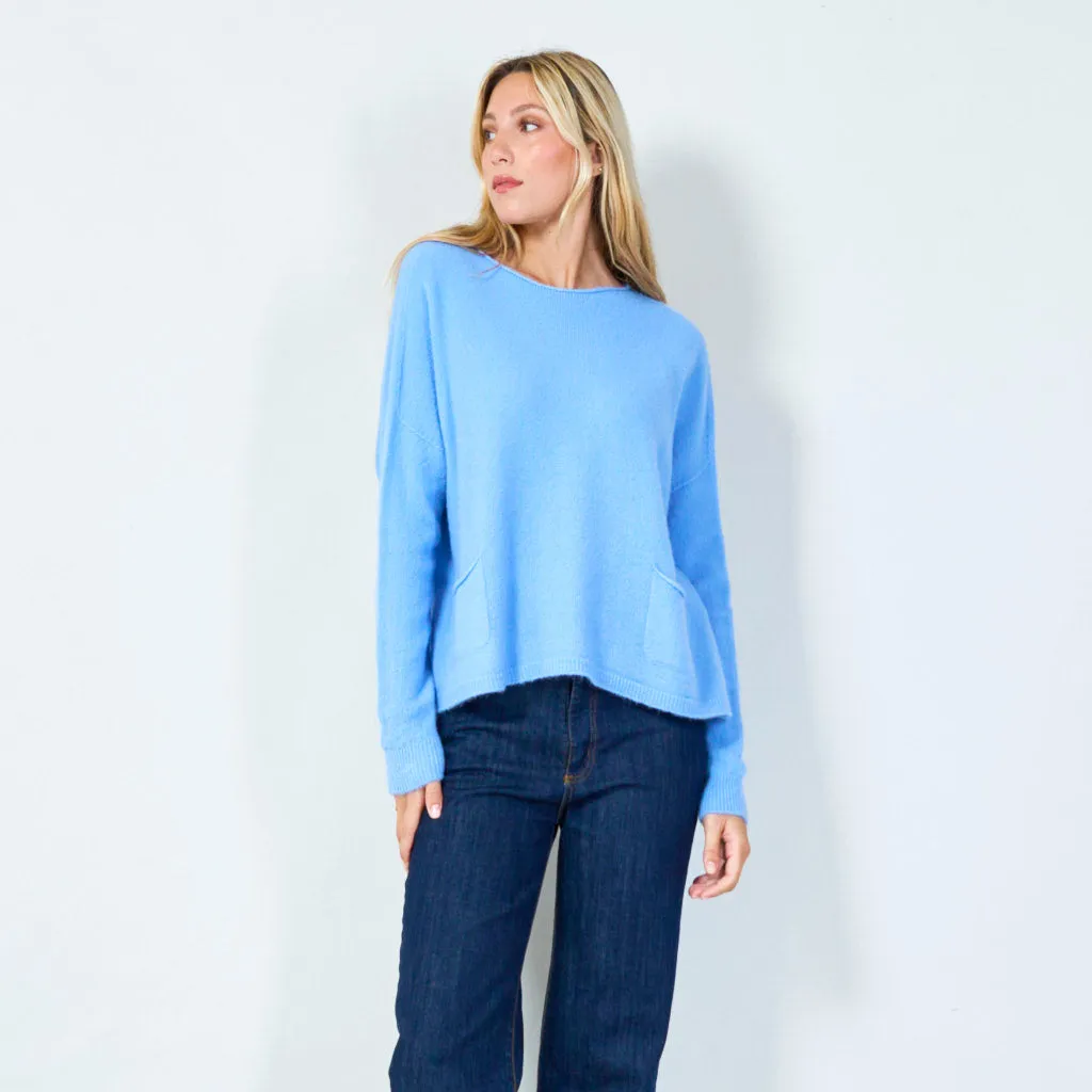 Cozy pocketed knit sweater wholesale