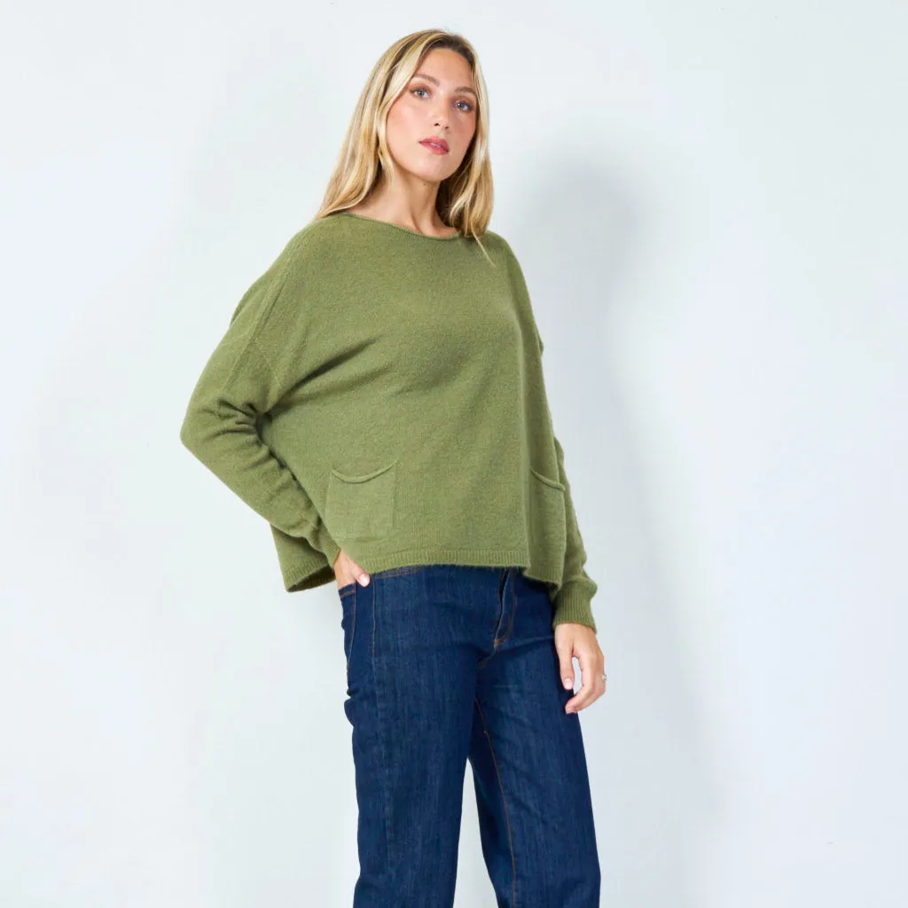 Cozy pocketed knit sweater wholesale