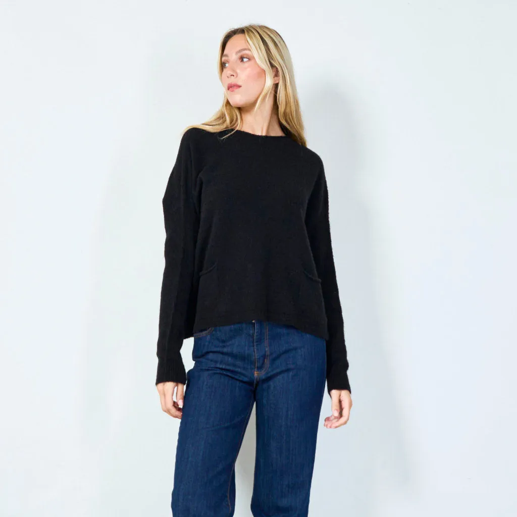 Cozy pocketed knit sweater wholesale