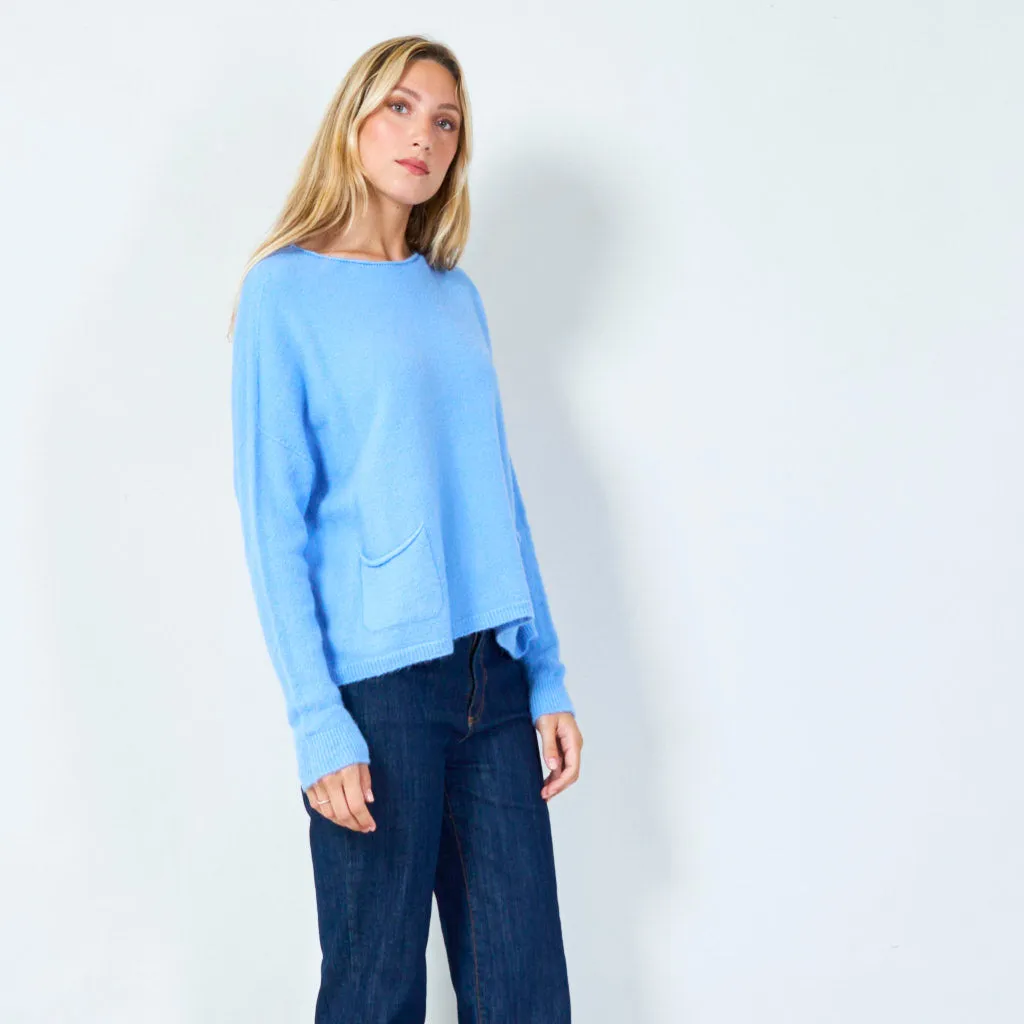 Cozy pocketed knit sweater wholesale