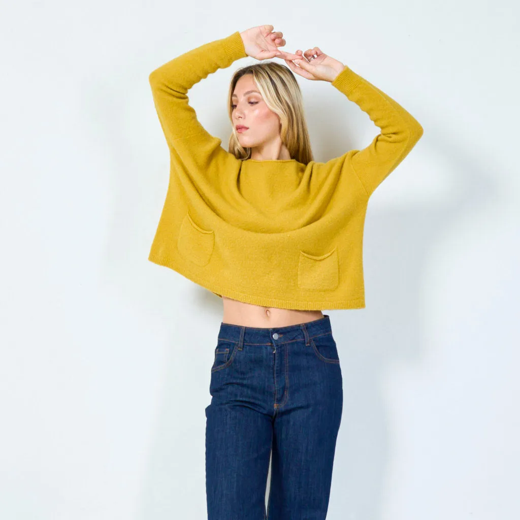 Cozy pocketed knit sweater wholesale