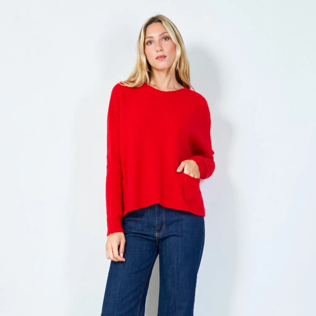 Cozy pocketed knit sweater wholesale