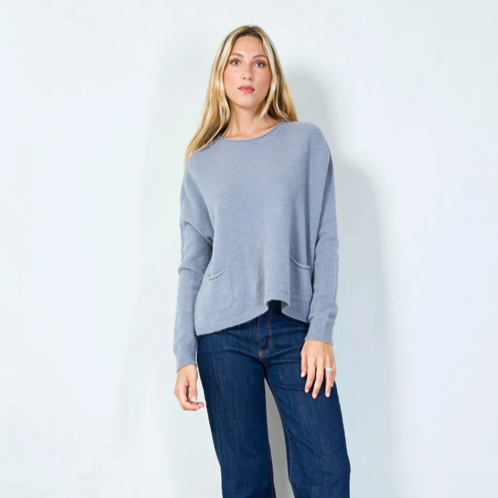 Cozy pocketed knit sweater wholesale