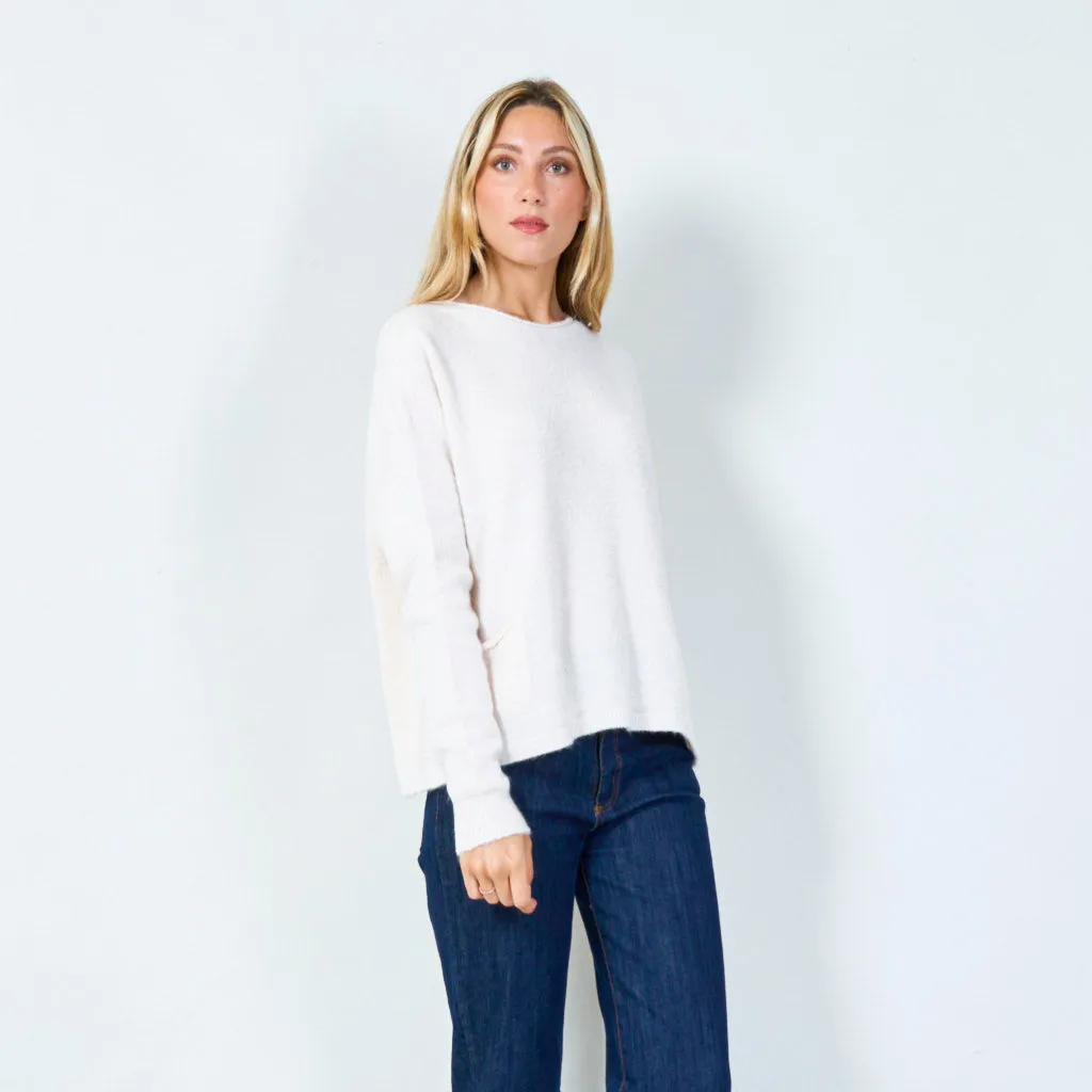 Cozy pocketed knit sweater wholesale