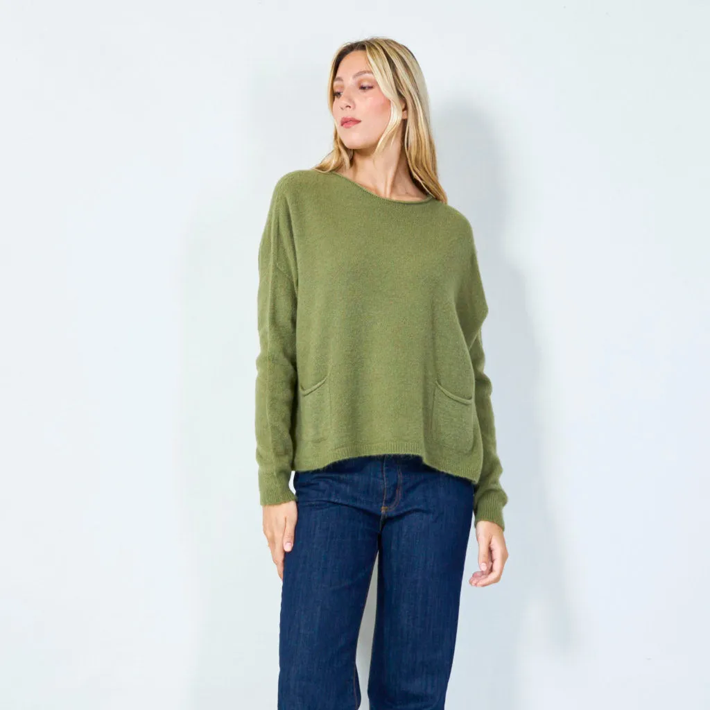 Cozy pocketed knit sweater wholesale