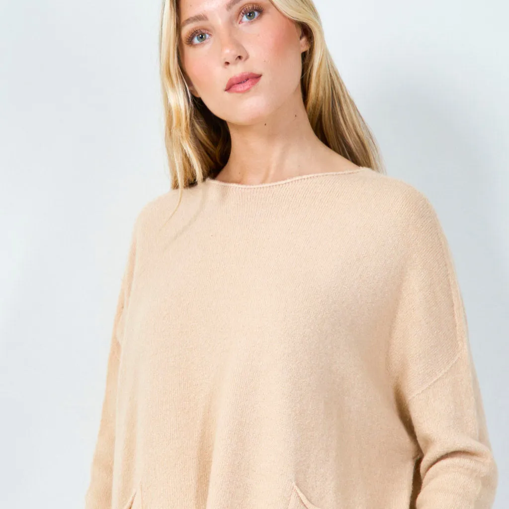 Cozy pocketed knit sweater wholesale
