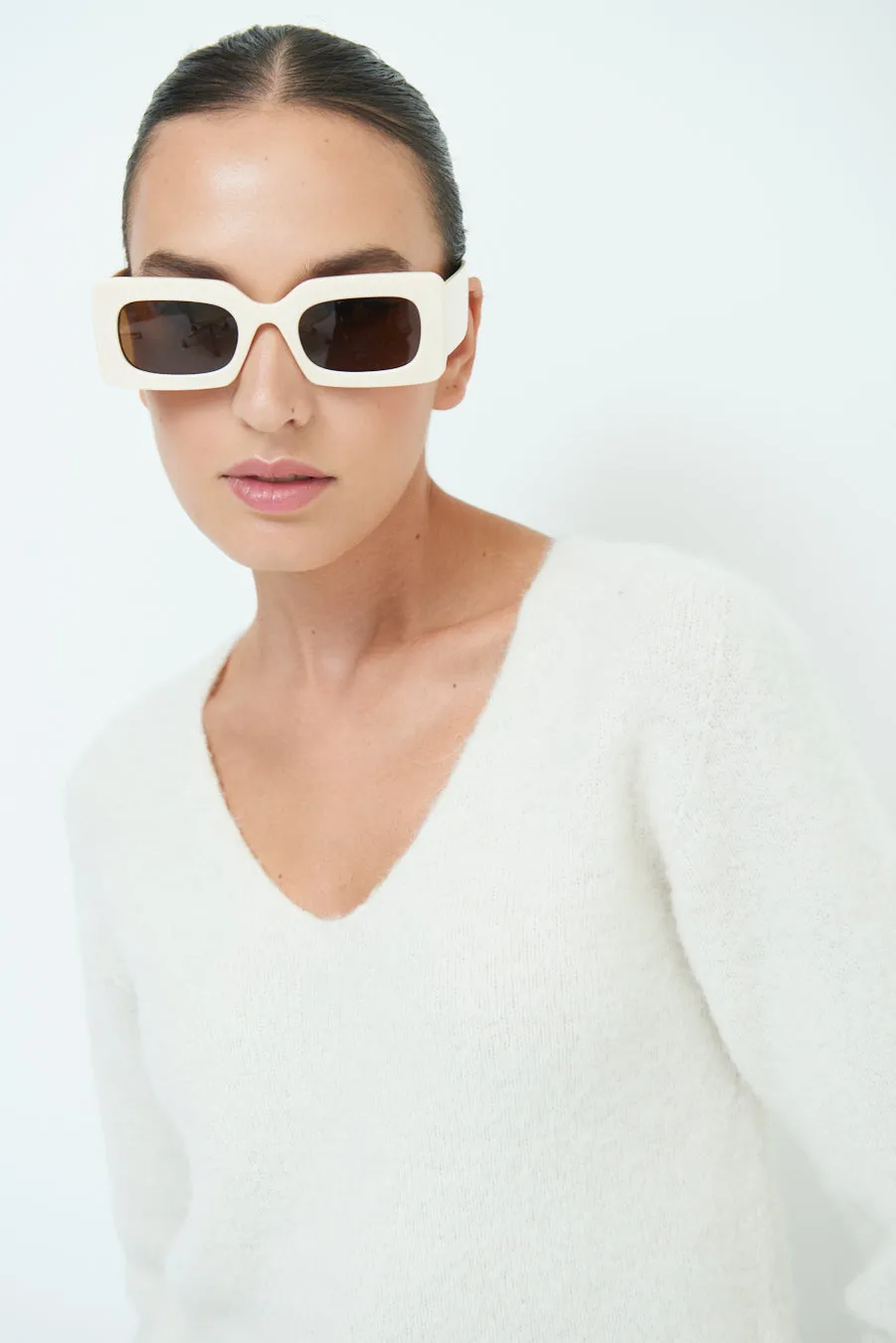 Cozy v-neck sweater with soft texture wholesale
