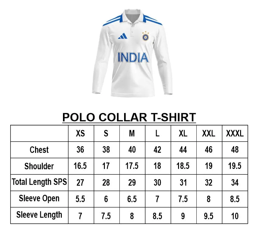 Customised India Test Cricket Team Jersey With Team Name,Name and Number Print.