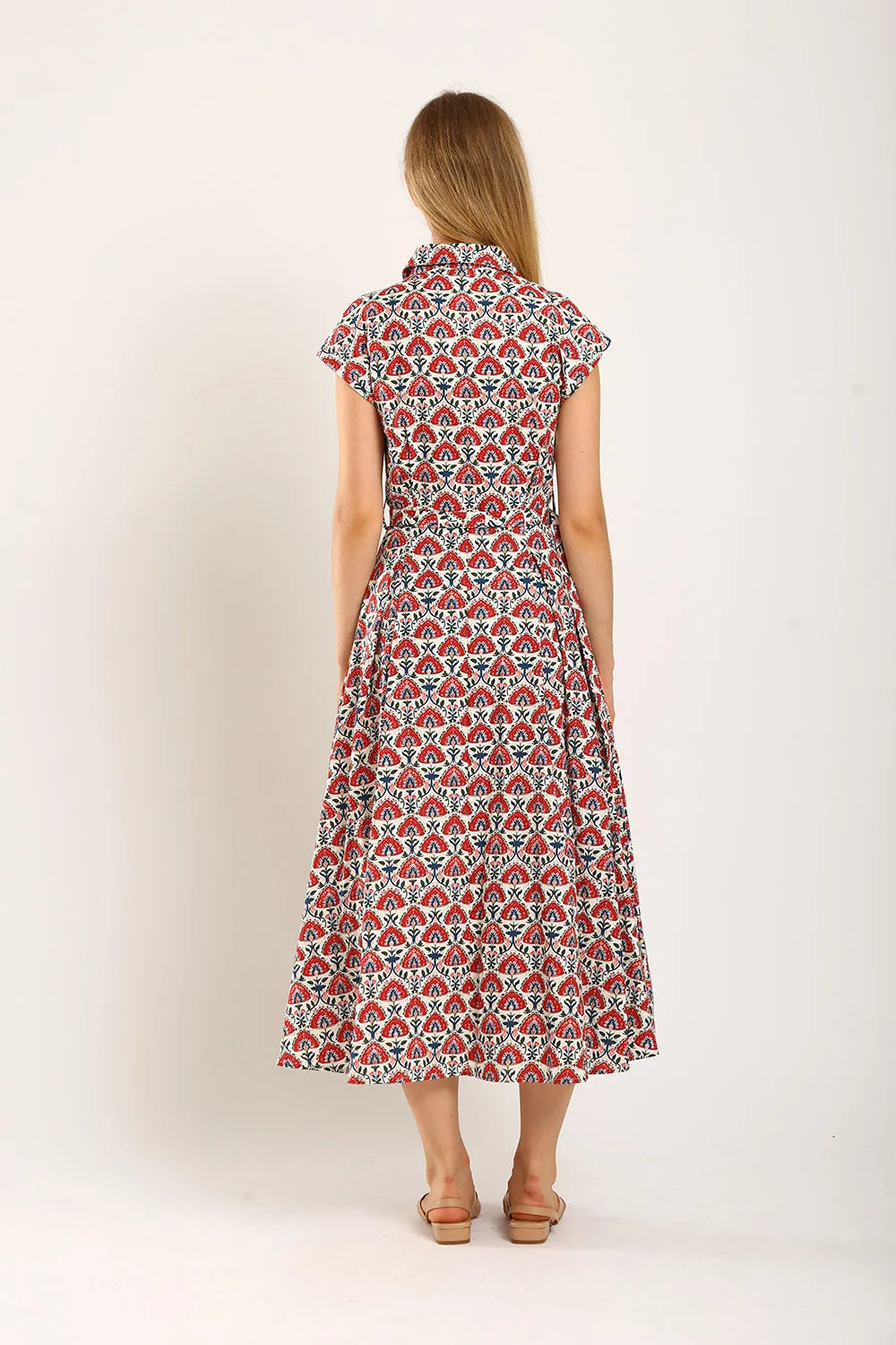 Dezza Midi Dress in Red Texture