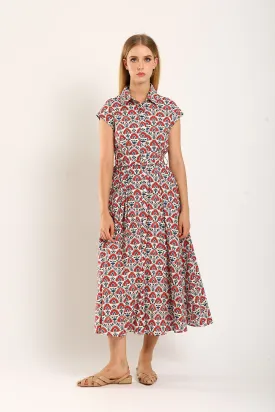 Dezza Midi Dress in Red Texture