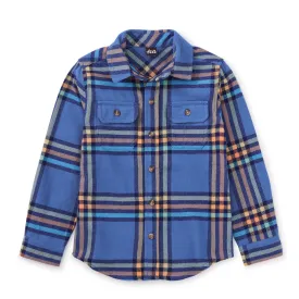 Flannel Button Up Shirt: Bleu Plaid