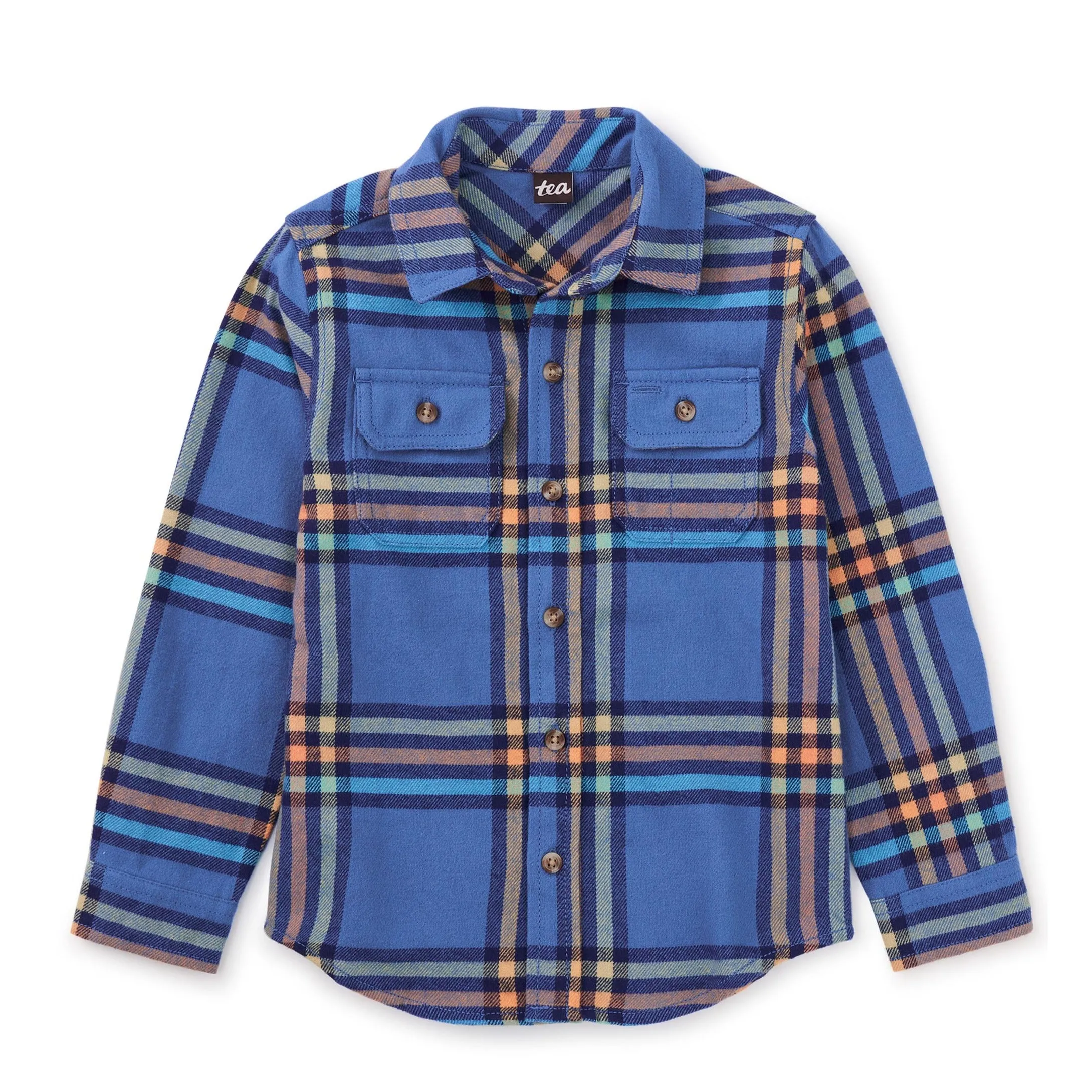 Flannel Button Up Shirt: Bleu Plaid