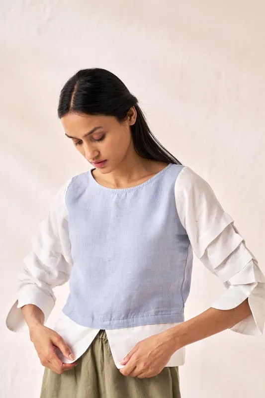 Front Slit 2 Colour Top Pacific Blue