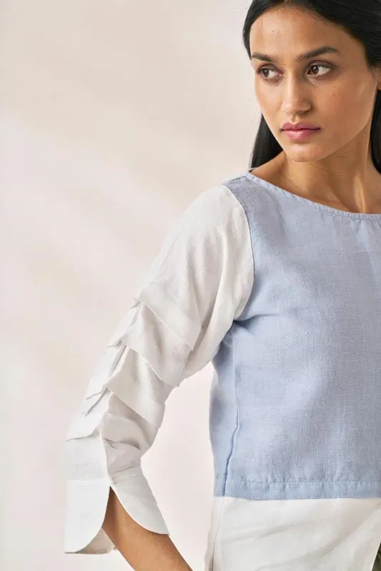 Front Slit 2 Colour Top Pacific Blue