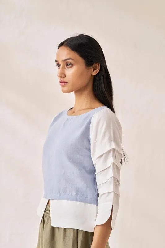 Front Slit 2 Colour Top Pacific Blue