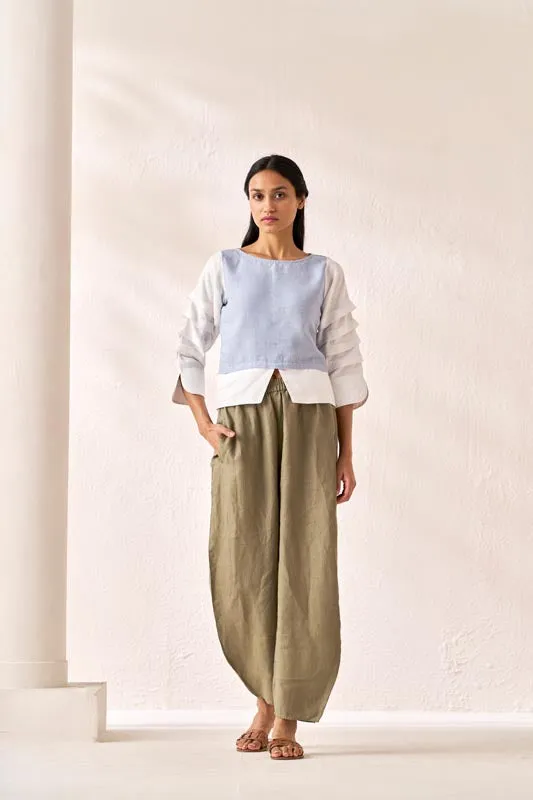 Front Slit 2 Colour Top Pacific Blue
