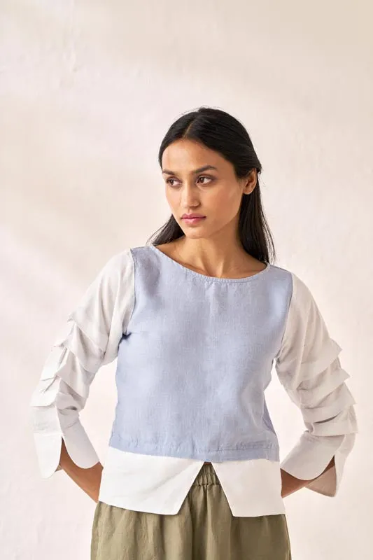 Front Slit 2 Colour Top Pacific Blue