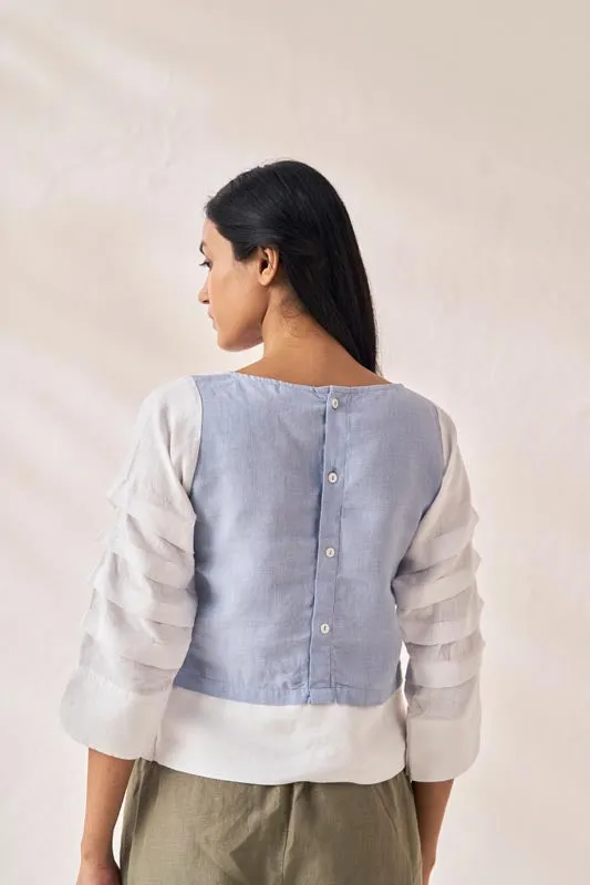 Front Slit 2 Colour Top Pacific Blue