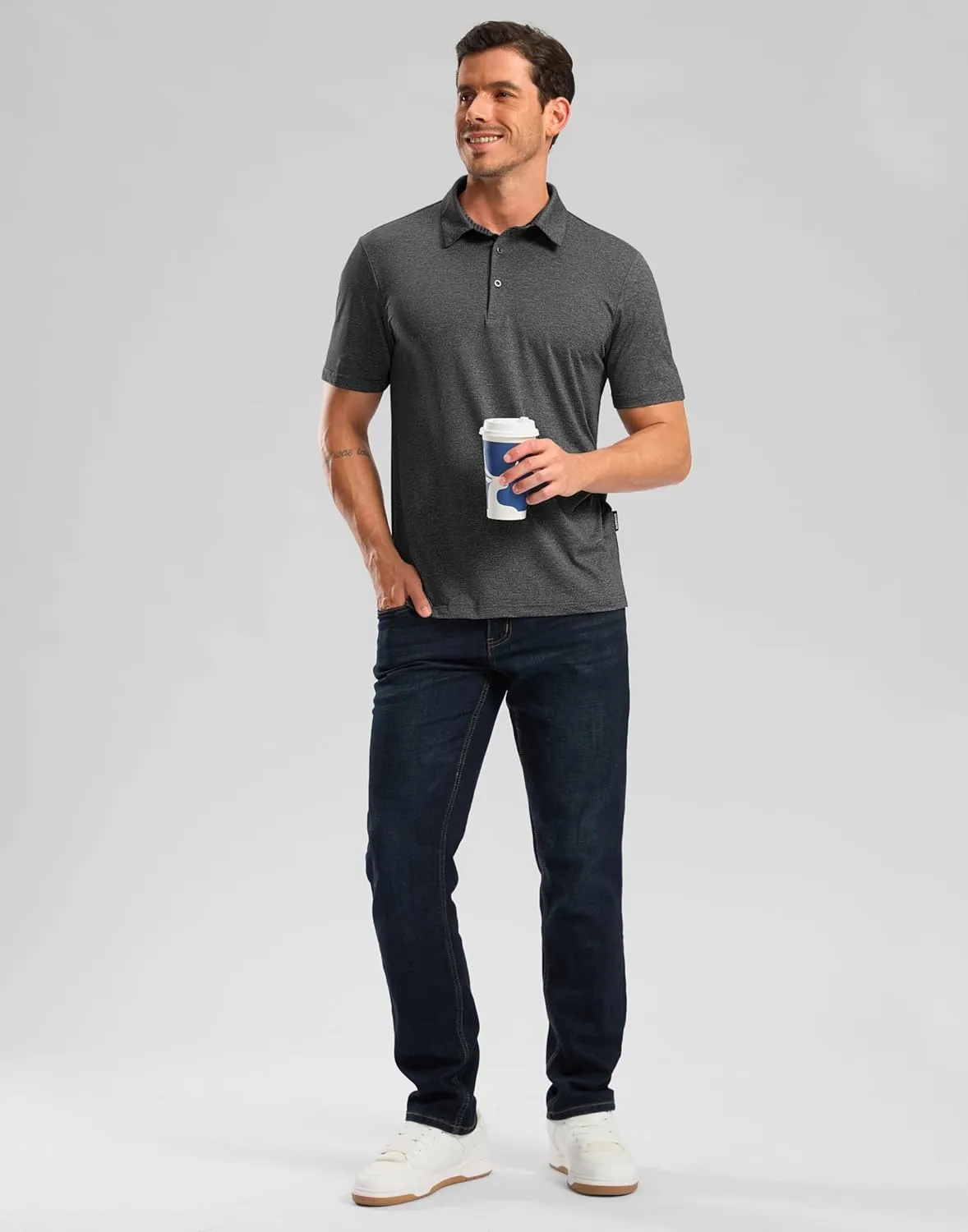 Golf Polo Shirts Short Sleeve Dry Fit Performance Moisture Wicking Collared Heather Polo Casual Athletic Business