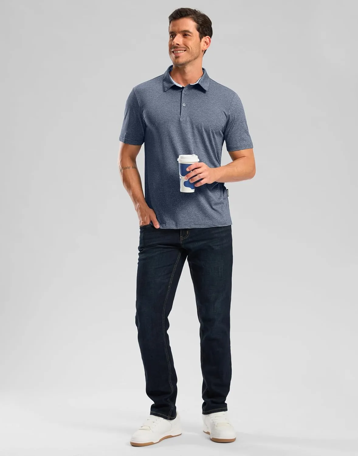 Golf Polo Shirts Short Sleeve Dry Fit Performance Moisture Wicking Collared Heather Polo Casual Athletic Business