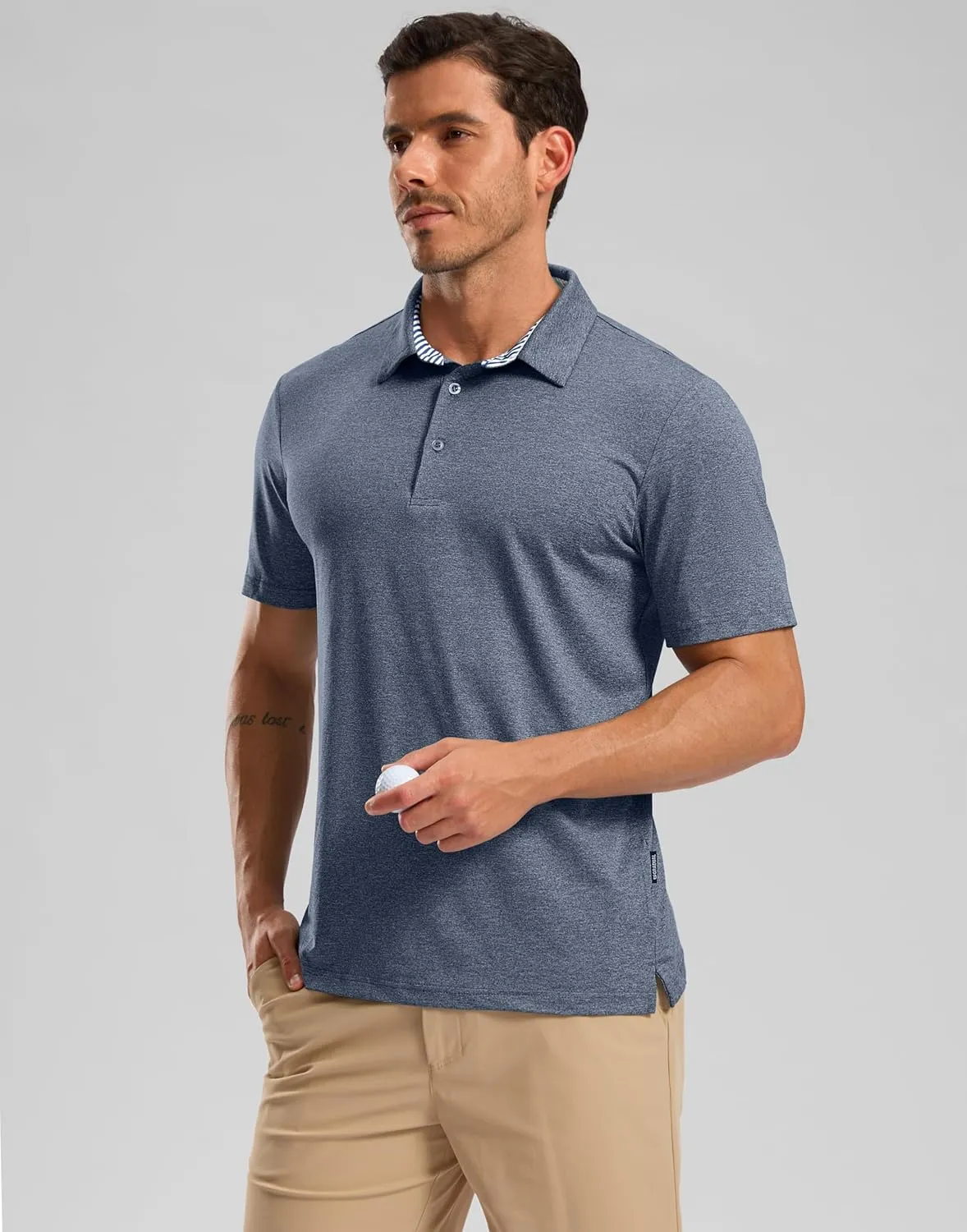 Golf Polo Shirts Short Sleeve Dry Fit Performance Moisture Wicking Collared Heather Polo Casual Athletic Business